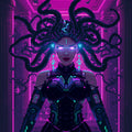 Medusa Neon Vision – Arte Pixel Futurista